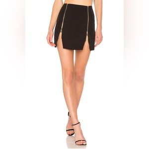 Black Mini Skirt with Gold Star Zippers (REVOLVE) - Size Small